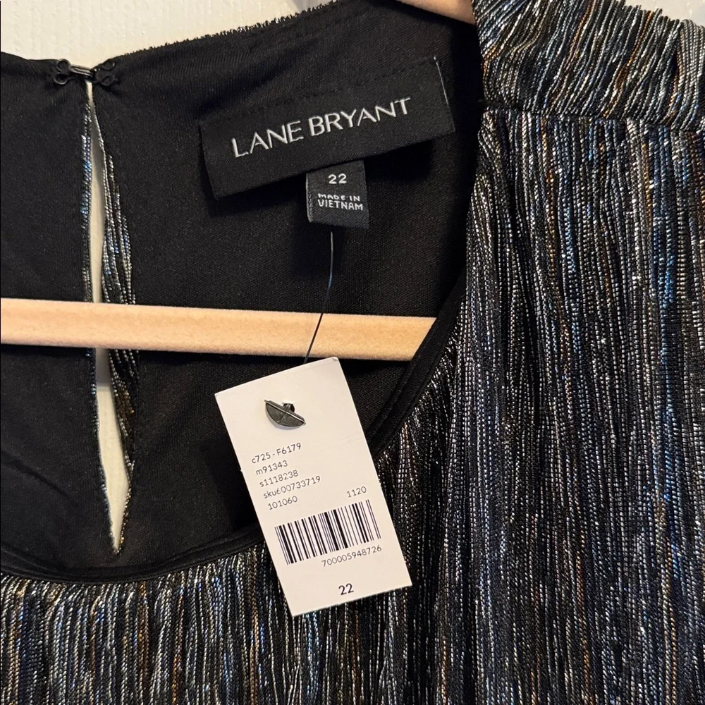 Lane Bryant Black Sparkle Belted Metallic Fit & Flare Dress Sz 22 NWT - Picture 4 of 8